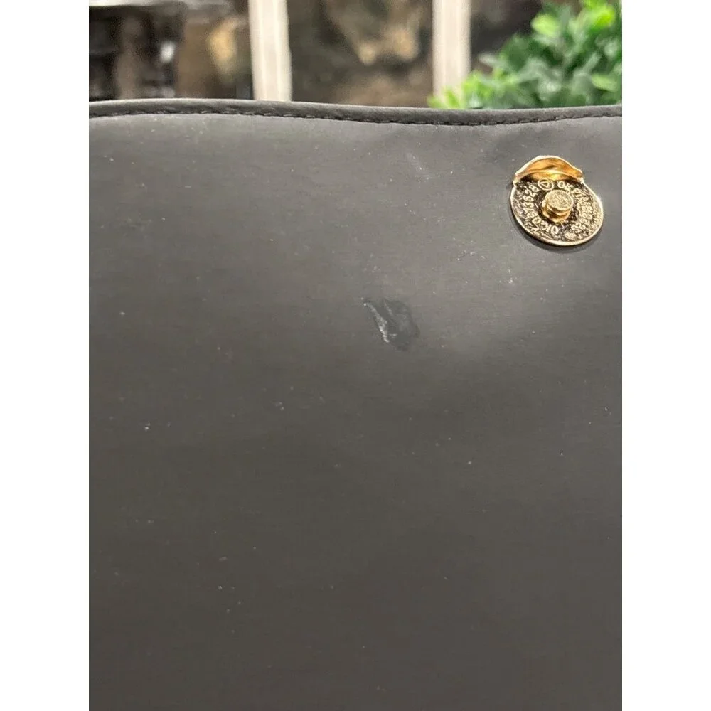 Versace Parfums Black Nylon Crossbody Bag With Gold Medusa Logo Greek Key Strap - Picture 12 of 15